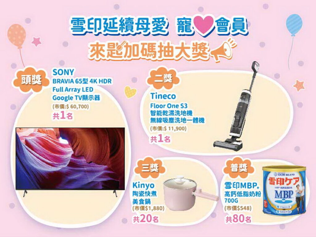 寵愛會員抽出頭獎SONY BRAVIA 65吋大電視