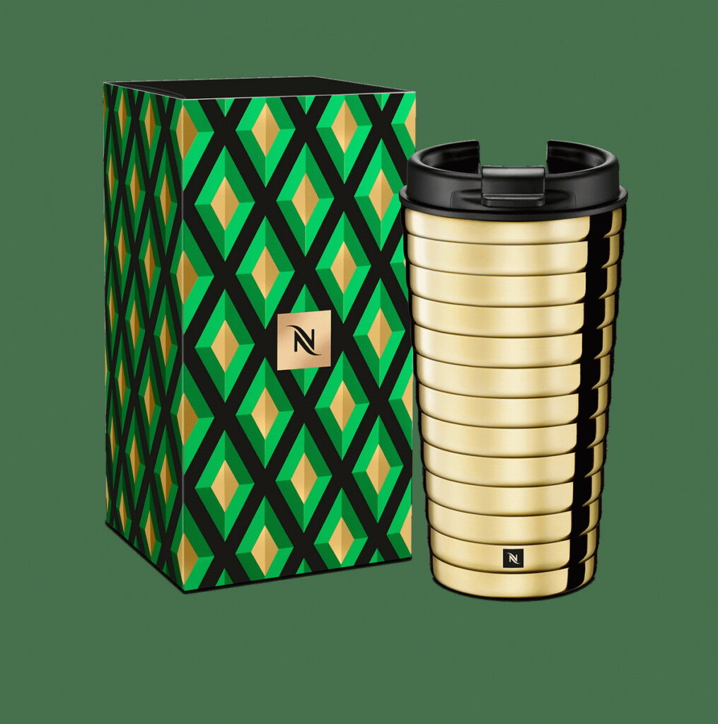 Nespresso NOMAD Touch隨行咖啡杯—金色限量版（建議售價： 1,020元）。