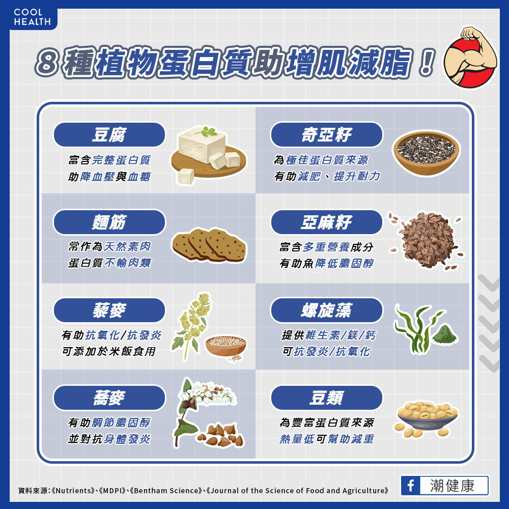 吃素也能幫助「增肌減脂」? 8種必吃「植物性蛋白質」一次看懂 吃素也能幫助「增肌減脂」? 8種必吃「植物性蛋白質」一次看懂