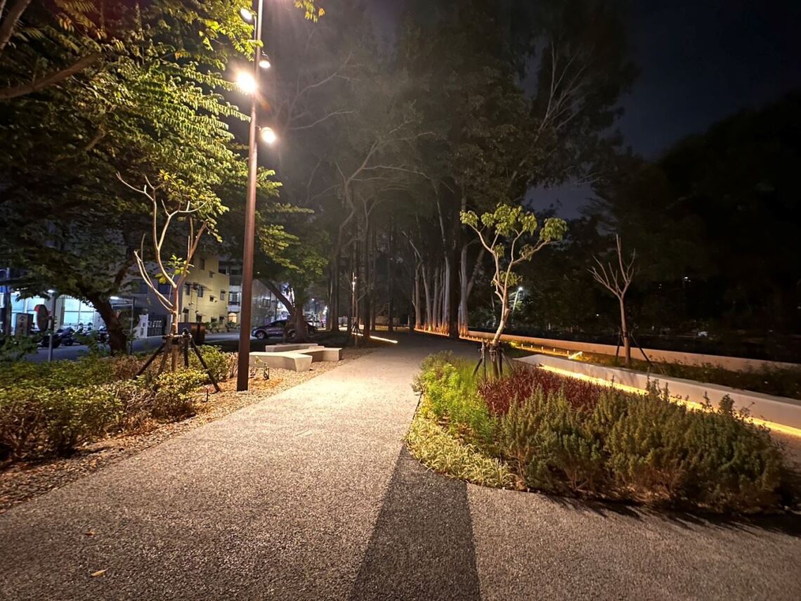 嘉義市民生公園穿城之水 藍綠環圈-道將圳水綠廊道營造計畫 新春花開嶄新面貌