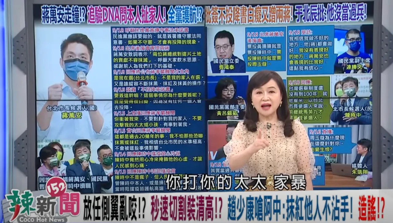 周玉蔻去年9月在民視節目中指稱中廣董事長趙少康有家暴、拋棄妻子與不認骨血嫌疑,遭趙少康提告求償1000萬。翻攝youtube