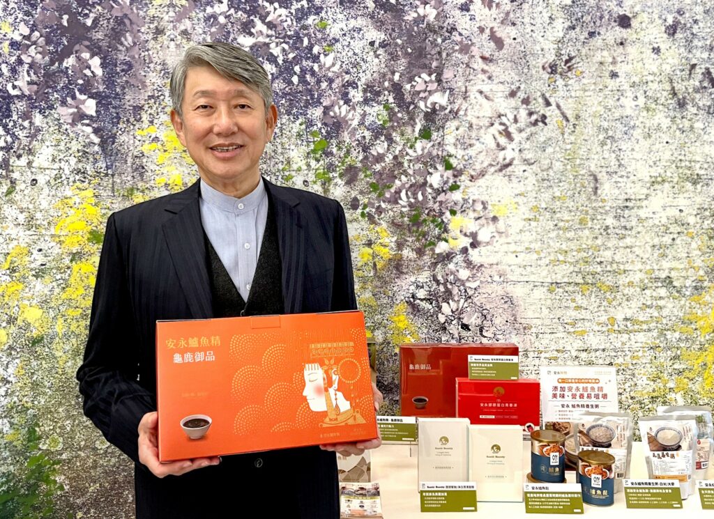 安永創辦人郭智輝博士表示,安永鱸魚精(龜鹿御品)是以金獎鱸魚精為延伸,加入龜鹿漢方,細心照護國人健康。(圖/崇越集團提供)