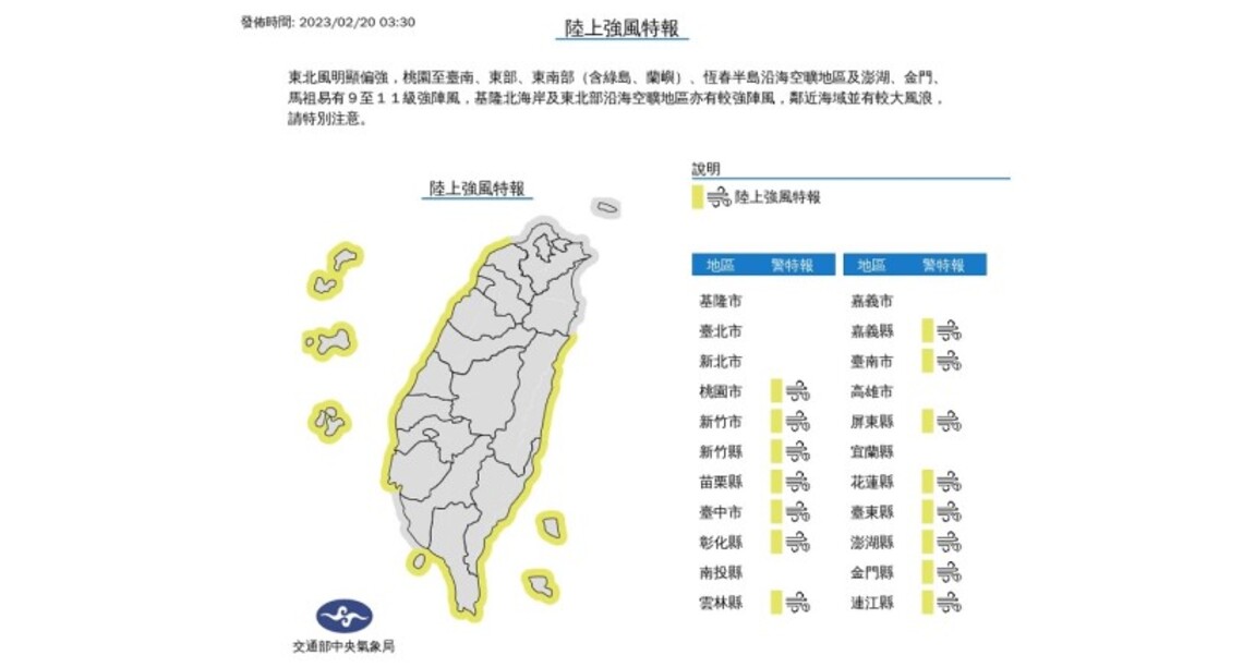 冷空氣南下  各地轉冷  沿海空曠地區慎防強陣風