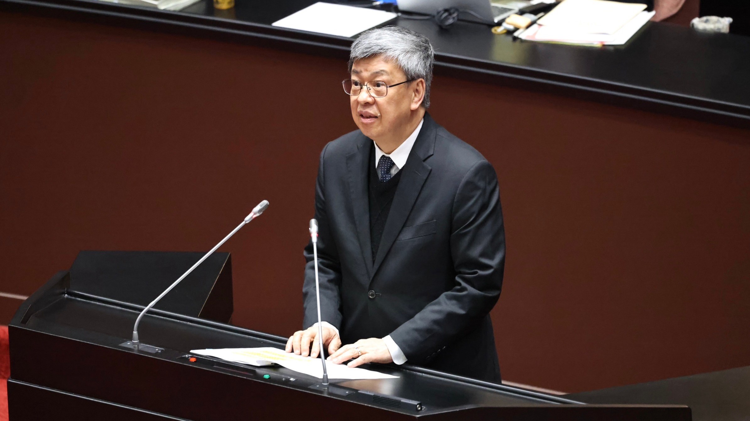 行政院長陳建仁今（24日）首次到立法院施政報告。林啟弘攝