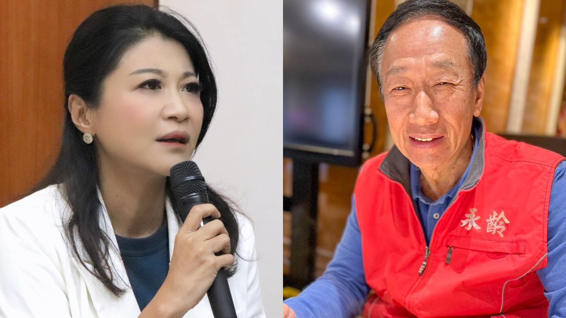 民進黨立委林楚茵(左)緊追鴻海創辧人郭台銘(右)旗下的永齡農場賣高價蛋話題。翻攝林楚茵、郭台銘臉書