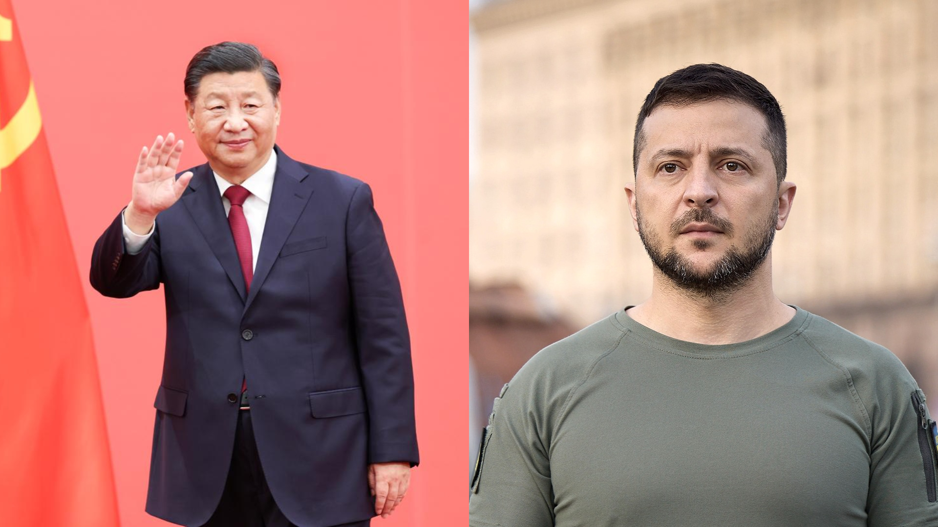 烏克蘭總統澤倫斯基(右)表達希望與中國國家主席習近平(左)會面。合成照片取自澤倫斯基臉書、新華社