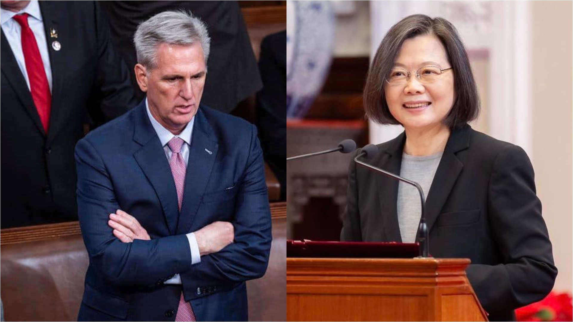 蔡英文總統(左)下月初將出訪中美洲,並在加州會晤美國眾議院議長麥卡錫(右)。翻攝兩人臉書