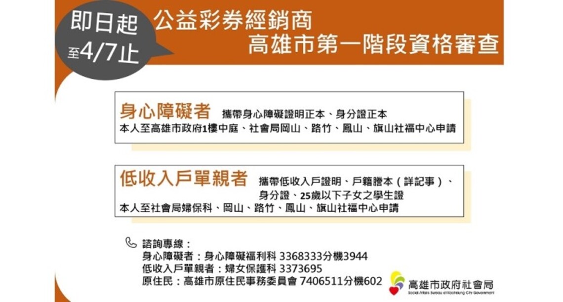 第五屆公益彩券經銷商第一階段資格開始審查 市府中庭擴大受理 社會局籲勿做人頭影響個人權益