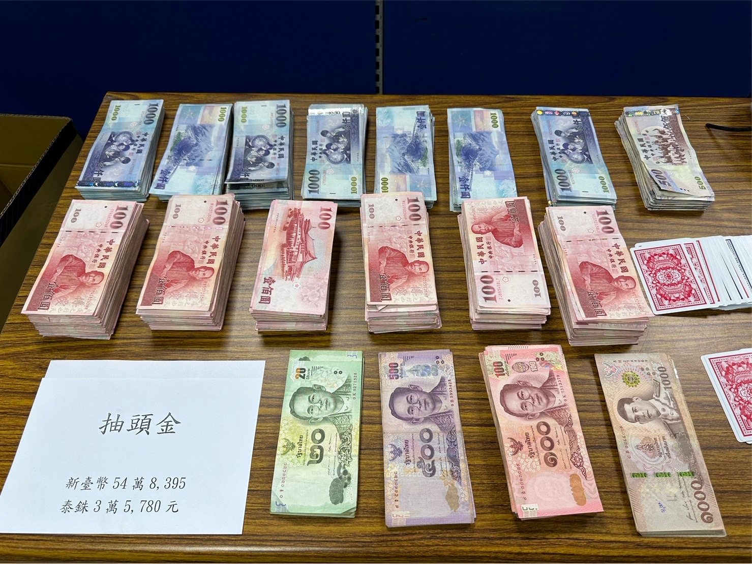 警方查扣現金賭資共新臺幣177萬5,580元。（記者宋紹誠翻攝）