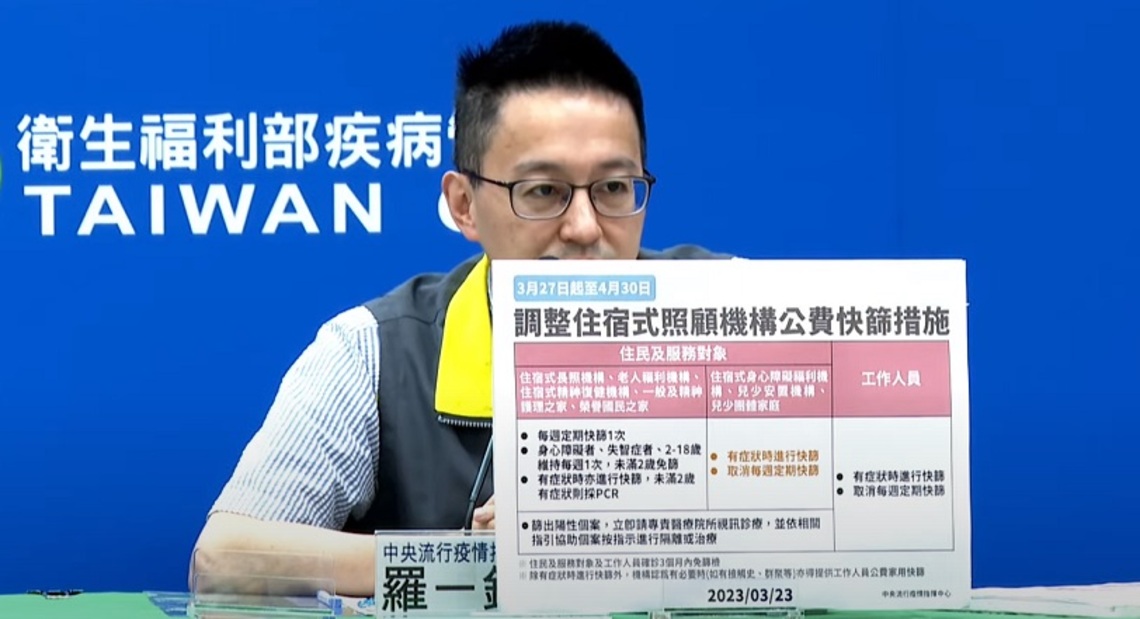 3/27-4/30 調整住宿式照顧機構公費快篩措施