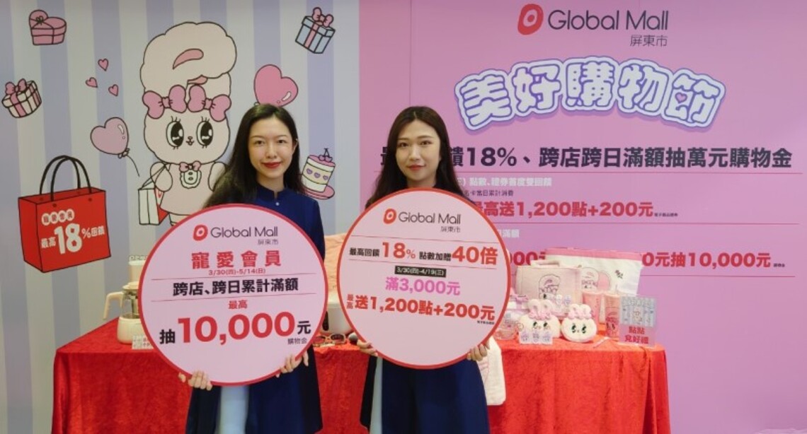 Global Mall屏東市母親節首波《美好購物節》最高回饋18%、點數加贈40倍