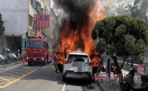 派出所旁突火燒車 警急封鎖並護學童安全
