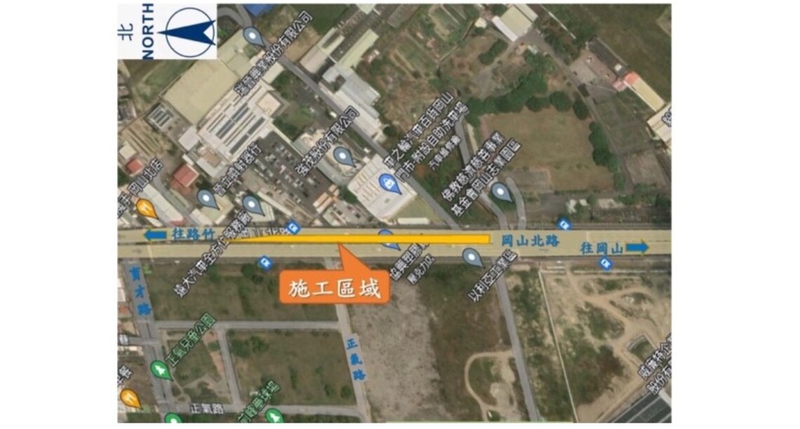 捷運岡山路竹二階工程岡山北路(慈濟岡山志業園區~育才路) 進行交維施工 請民眾小心行駛