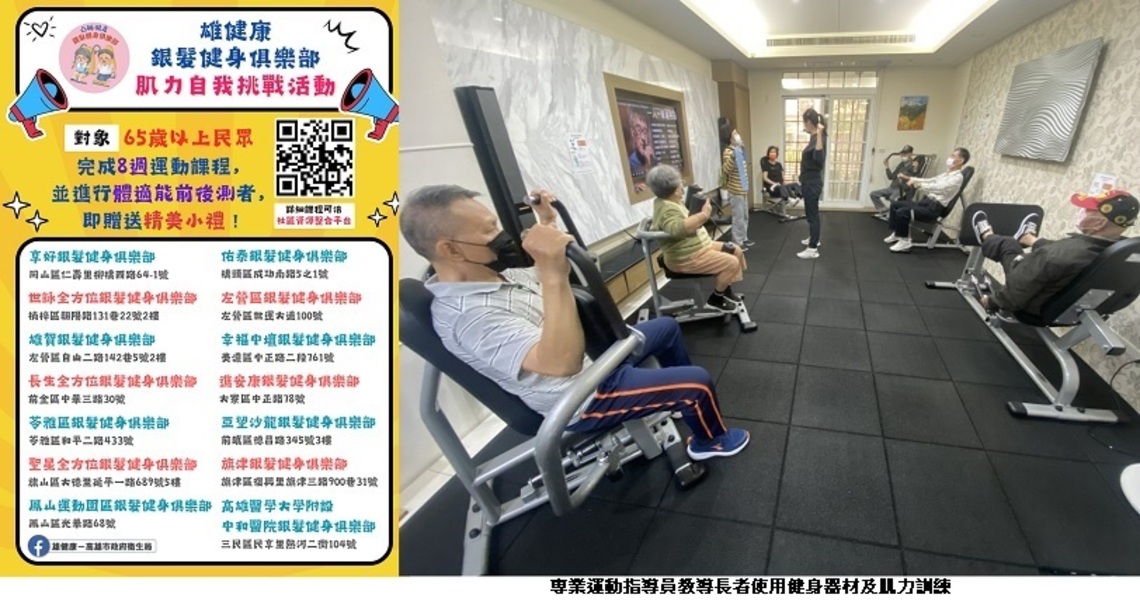 雄健康銀髮健身俱樂部肌力自我挑戰活動 熱烈招生中