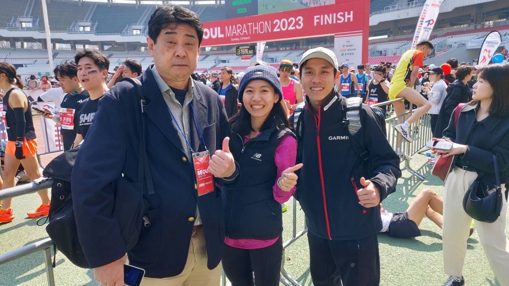 在愛媛馬拉松認識的長官,特地到場為芷瑄加油打氣