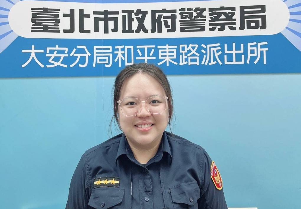 大安分局和平東路派出所警員陳虹羽。(記者林金聖翻攝)