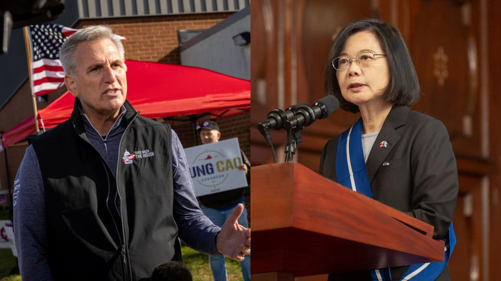 蔡英文總統出訪回程,預計在美國過境,並且和美國聯邦眾議院議長麥卡錫會面。合成照片/翻攝兩人臉書