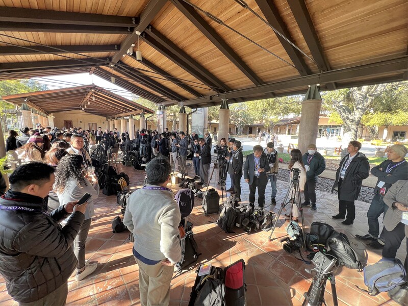 總統蔡英文與美國眾議院議長麥卡錫會談，吸引超過200名國際重要媒體的記者到場。中央社