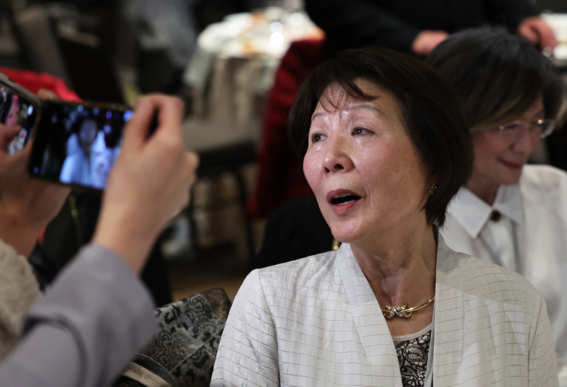 總統蔡英文出席洛杉磯僑宴,定居美國的哥哥姊姊也到場參加,圖為蔡英文大姊蔡鳳嬌。中央社