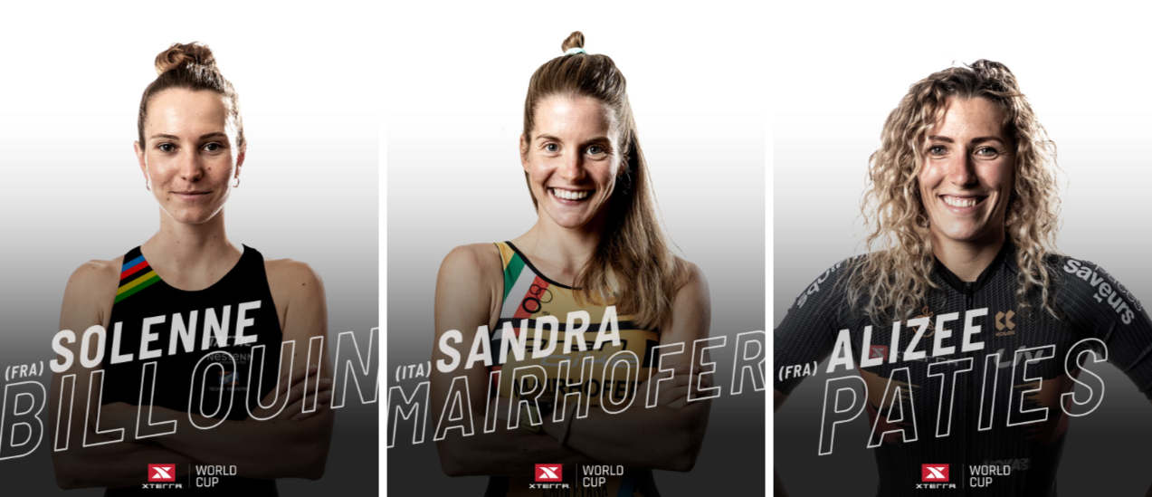 2022 XTERRA 世錦賽前 3 名女子選手(左起)Solenne Billouin, Sandra Mairhofer, Alizée Patiès 將再度於墾丁同台對決。