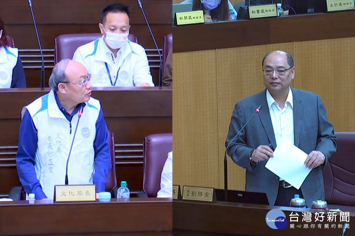 以新思維帶動桃園文化行銷,桃園市議員劉勝全質詢文化局長邱正生。