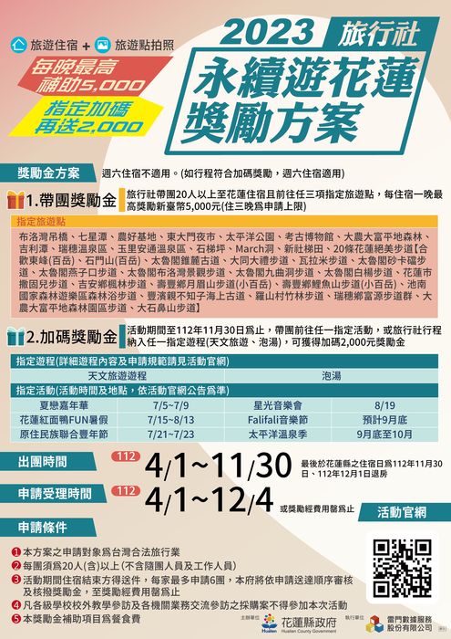 山海秘境 / 永續玩花蓮抽特斯拉 旅行社獎勵開跑