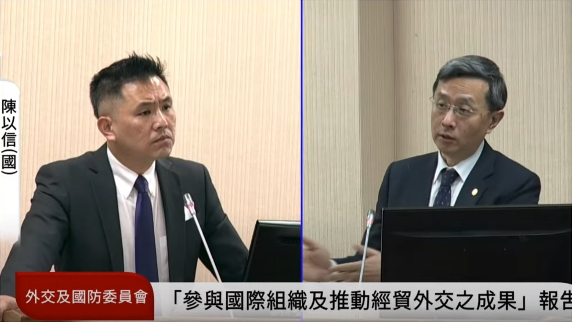 陳以信20日表示,副總統賴清德可能在8月參加巴拉圭新任總統的就職典禮時過境美國;外交部次長李淳(右)回應,誰代表台灣出席目前還在規劃。翻攝國會頻道