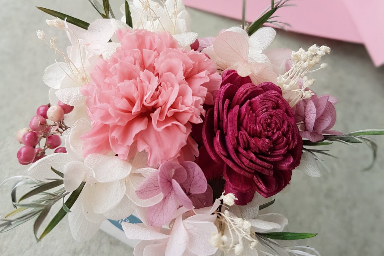 《海藏花苑》永生康乃馨乾燥花盆花禮 02