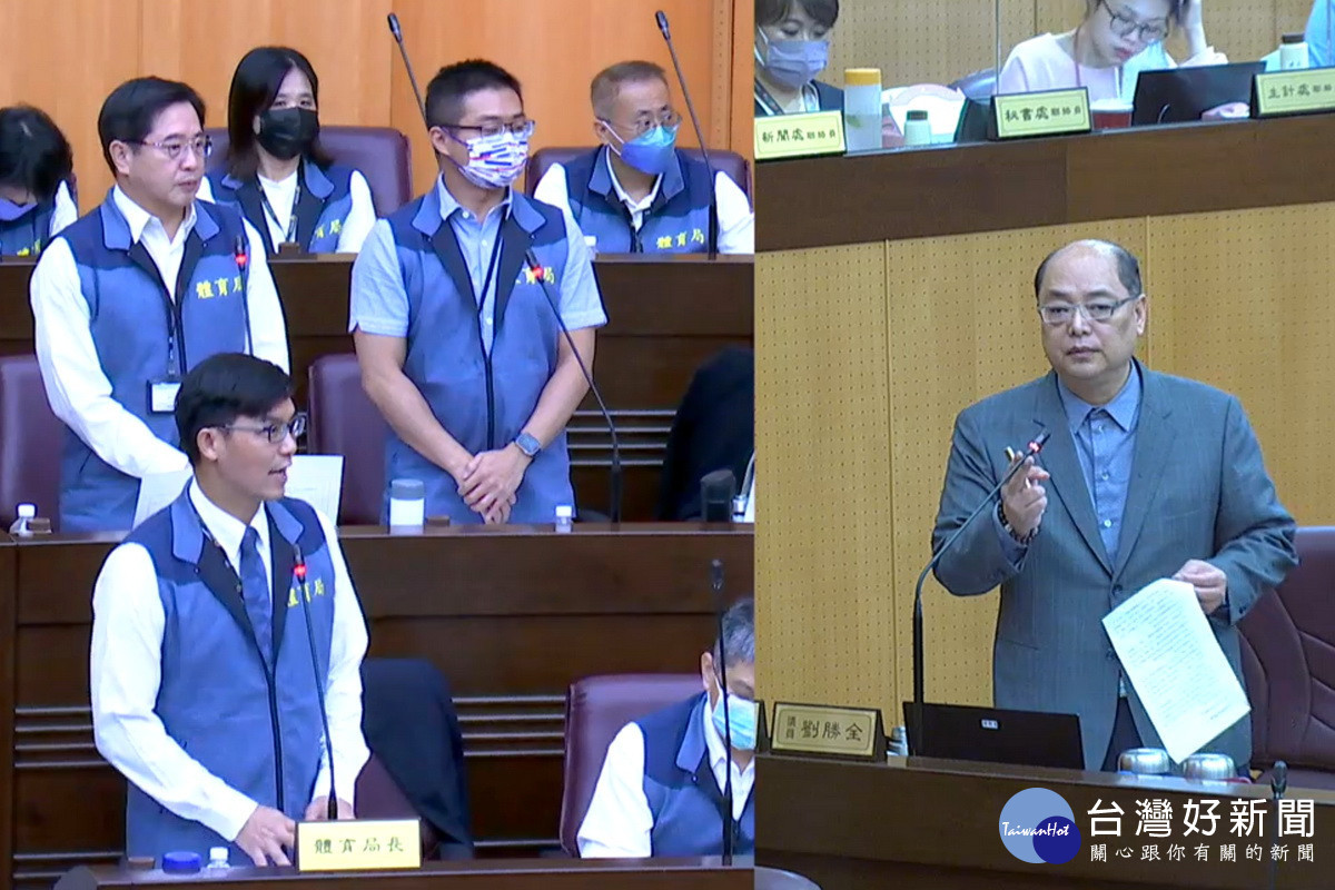 針對預算保留數問題,桃園市議員劉勝全於議事堂上提出質詢。