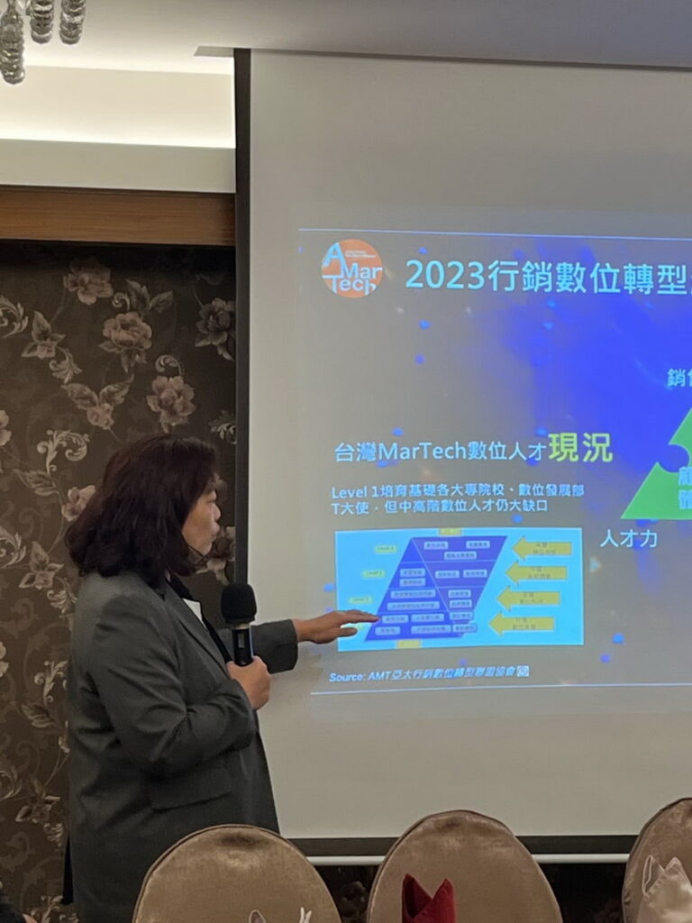 AMT 亞太行銷數位轉型聯盟協公佈 2023 年企業數位轉型新五力調查報告結果,理事長吳秀倫分享行銷數位科技趨勢(AMT 聯盟提供)