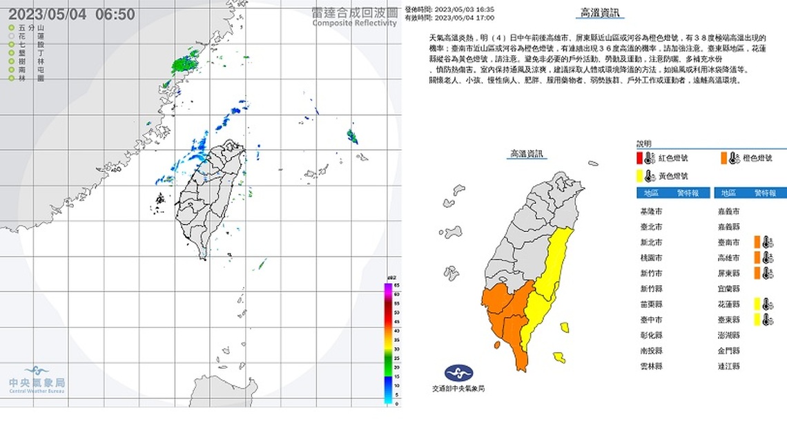 各地白天暖熱   東半部及午後山區零星降雨