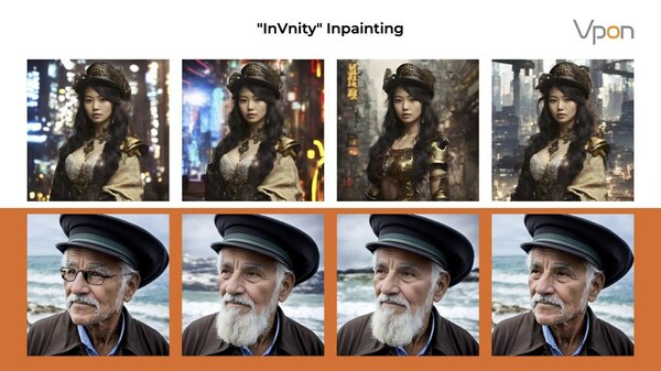 “InVnity”有別於坊間其他AI創作工具,具備”inpainting”功能,讓設計師可為當中細節作局部修改(如背景、服飾等)。 “InVnity”有別於坊間其他AI創作工具,具備”inpainting”功能,讓設計師可為當中細節作局部修改(如背景、服飾等)。