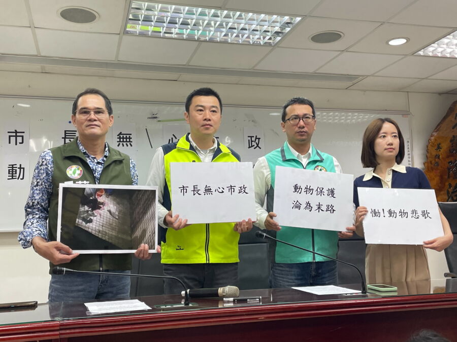圖/新北市議員張錦豪、林秉宥、蘇錦雄及戴瑋姍今(4)日召開「市長無心市政,動物保護淪為末路」的記者會。(圖/記者陳志仁攝,2023.05.04)