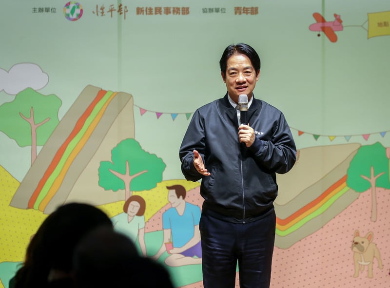 民進黨主席、總統參選人賴清德7日下午在台北出席 「三明治新世代」親子園遊會時。中央社