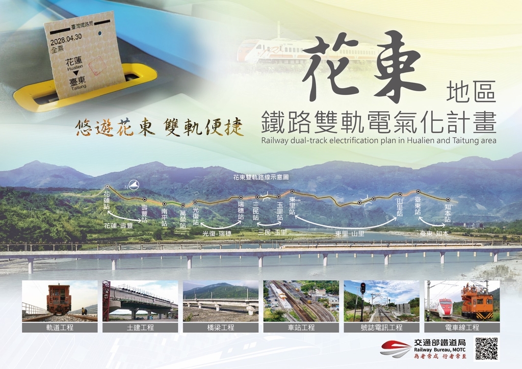 花東地區鐵路雙軌電氣化計畫 「好鐵成雙」工程開工（圖：交通部鐵道局）
