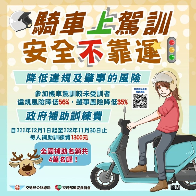 騎車上駕訓，安全不靠運（圖：交通部公路總局）