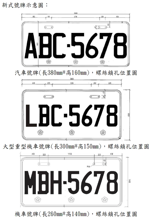 新式牌照示意圖（圖：交通部公路總局）