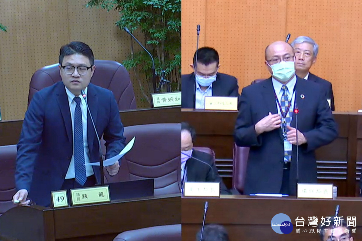 針對蘆竹美福案,桃園市議員錢龍質詢市府環保局長陳世偉。