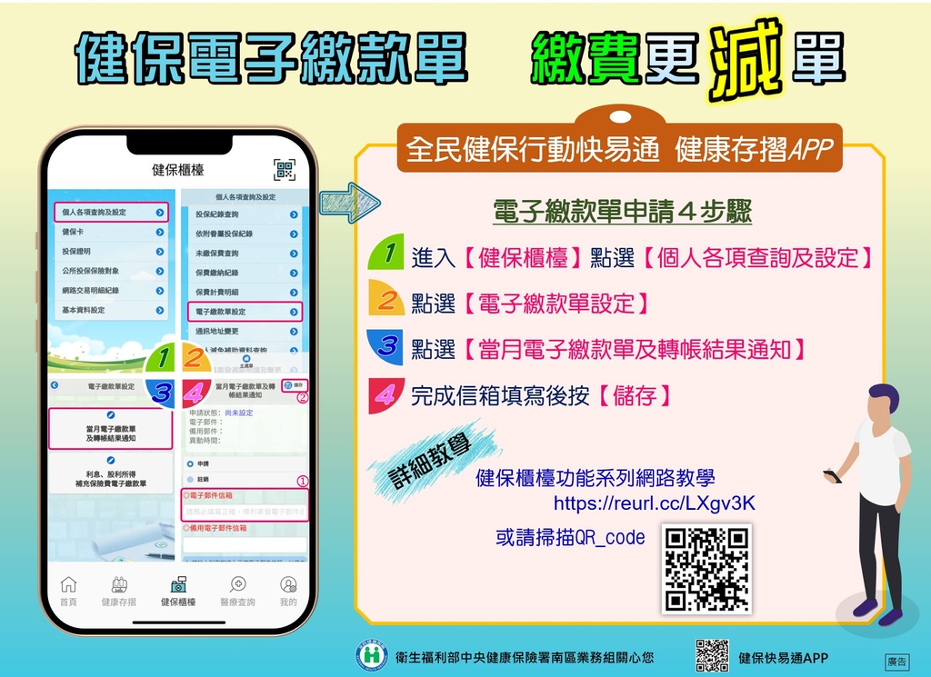 健保電子繳款單，繳費更減單（圖：衛福部健保署）