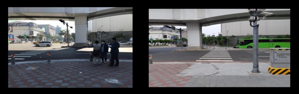 西屯區臺灣大道文心路口(左)改善前(右)改善後（圖：交通部道路交通安全督導委員會）