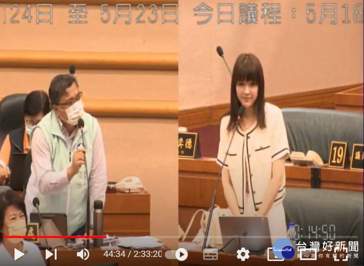 顏議員質詢教育處長林立生,提醒剩下一分鐘,別說「浪漫的話」/陳致愷翻攝