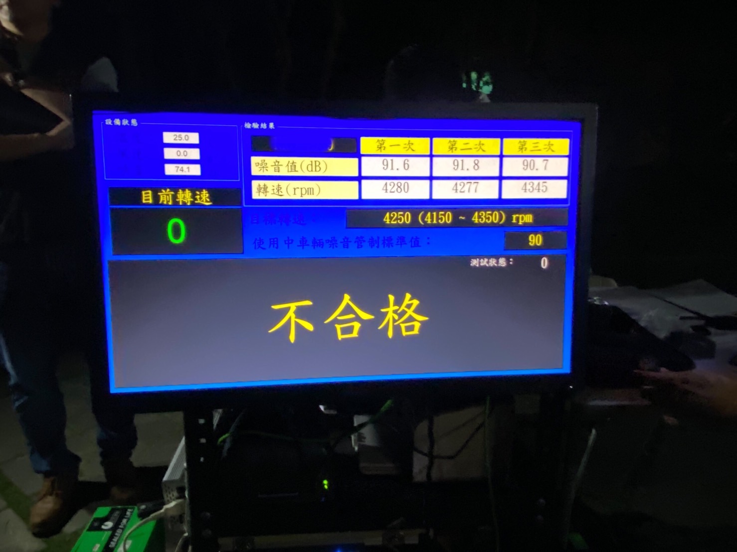 ▲ 車輛噪音檢測超過標準值，由環保局現場開罰            (圖/台中市警察局 提供)