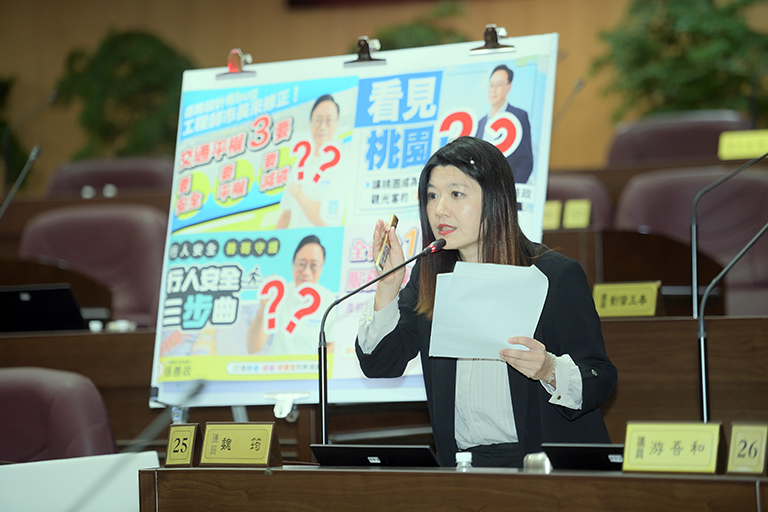 中壢交通安全問題多多，市議員魏筠：應積極改善確保行人安全。(圖/市議會提供)  