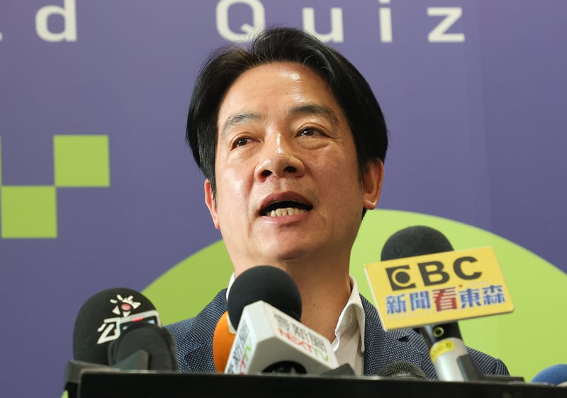 賴清德下午出席2023全國高中職國際知識競賽決賽暨頒獎典禮。中央社