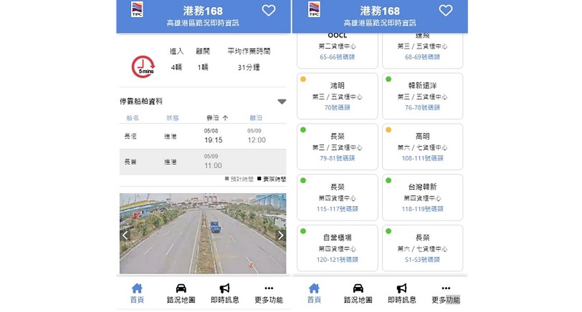 港務168─高雄港區路況即時資訊網擴充至洲際貨櫃中心