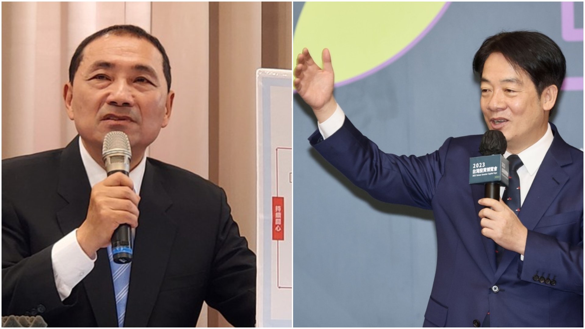 侯友宜(左)及賴清德(右)12日為板橋幼兒園餵藥案互批畫錯重點。中央社