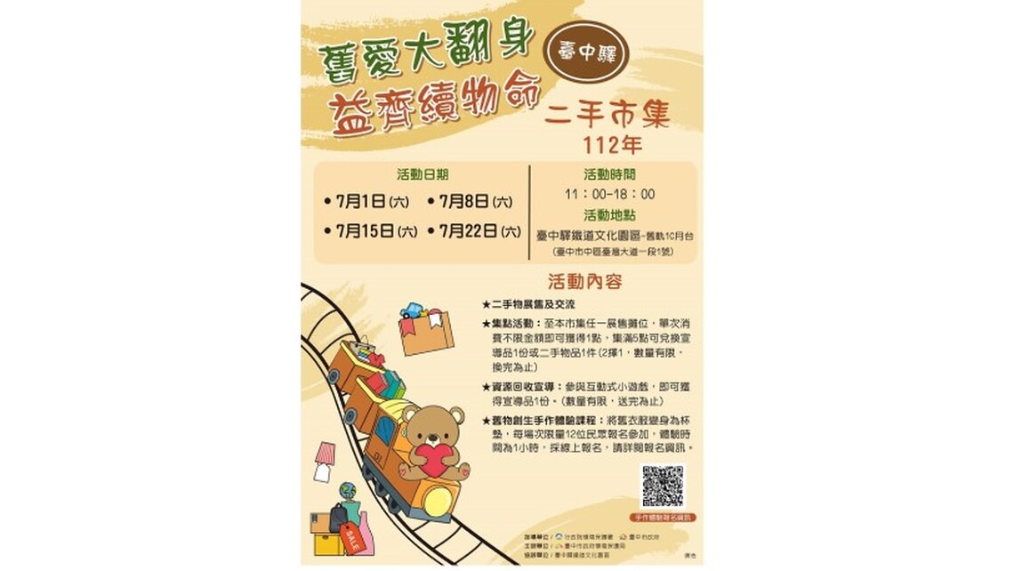 中市二手物台中驛鐵道文化園區開市 7月週末迺市集