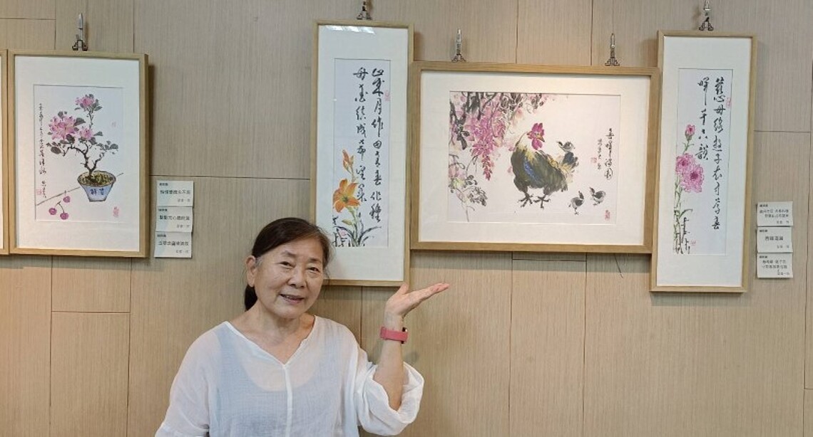 78歲水墨畫家楊照貴精心策劃的「愛畫一族水墨畫」師生聯展 即起在高雄客家文物館展出