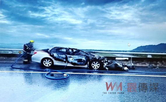 國道3號竹山路段南下242.8K車禍追撞起火釀兩傷