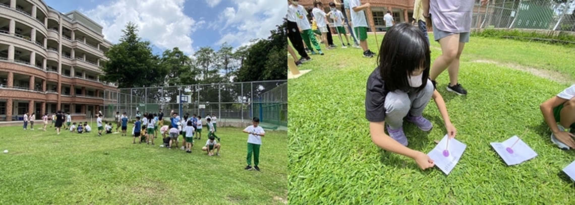 今天很特別 有太陽沒有影子很特別 嘉義市蘭潭國小帶孩子看見夏至 立竿不見影